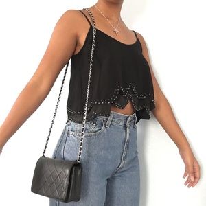 TCEC black tank top with silver beads